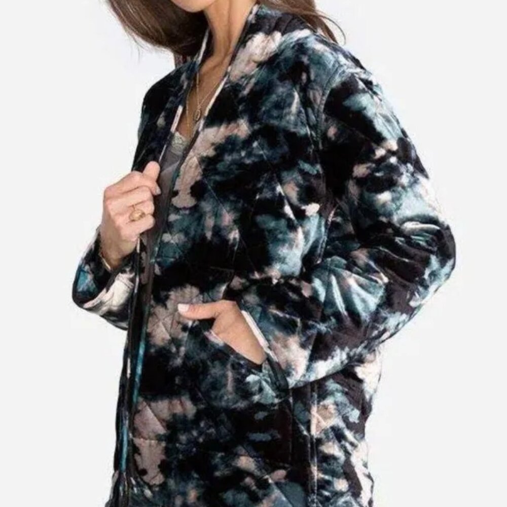 Johnny Was‎ "Shadow" Silk Rayon Blend vevlet quilted jacket size M